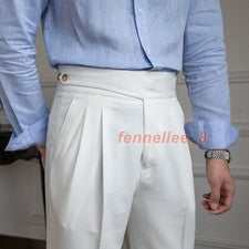 Hombres Retro Nápoles Pantalones de vestir Pantalones de cintura alta Pantalones rectos Informales Pantalones plisados