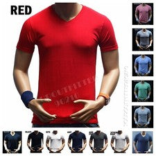 Camiseta Para Hombres Cuello en V Calce Ajustado Informal Músculo Moda Informal Gimnasio Fitness Camiseta Activa