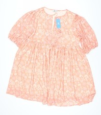 Vestido CUPSHE Naranja Floral Ajuste y Acampanado - M, Moda de Verano para Mujer