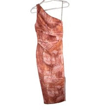Vestido midi de cóctel ceñido al cuerpo de melocotón de un hombro para mujer 4 nuevo con etiqueta de Asos