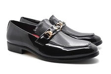 Hombres Sin Cordones Formales Patente Brillante Fiesta Boda Oficina Vestido Hebilla Traje Zapatos Reino Unido