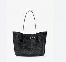 MICHAEL KORS Emilia Signature Logo Cinturón Mujer Bolso de Mano Grande - Negro