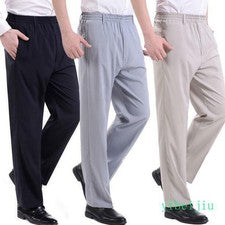 Pantalones largos informales de verano holgados de cintura elástica para hombre
