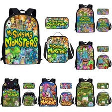 My Singing Monsters Mochila Bolsa de Libros Escuela Bolsa de Almuerzo Mochila Estuche para Lápices Set