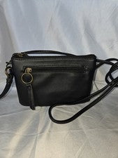Bolso Bandolera a.n.a Mujer Negro Pequeño Cremallera Desmontable Correa Bolsillos Dorado