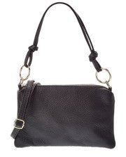 Bolso italiano de cuero Elin con asa superior para mujer negro