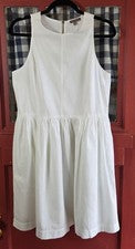 Vestido midi Lilla P para mujer tranquilo de lujo blanco sin mangas cremallera trasera talla S nuevo con etiquetas