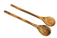 Utensilios De Cocina 2 Cucharas Redondas 30 Cm De Madera De Olivo