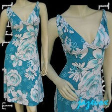 Nuevo Vestido Floral Hawaiano S Cuello en V Azul Blanco Cottagecore Fairycore Hada Mujer