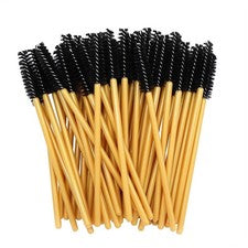 50 varitas de rímel desechables cepillos de pestañas de bambú negras ecológicas
