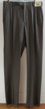 Pantalones de Traje Zino Milano Estilo Calce Largo Marrón a Rayas Talla 36L Nuevos con Etiquetas Nos