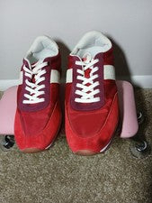 Zapatillas deportivas J.Crew rojas blancas con cordones para hombre de cuero textil de caña baja