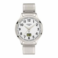 Adora Radio Reloj > Unisex Color Plateado Ø 40MM 5 BAR Fecha > Tirante
