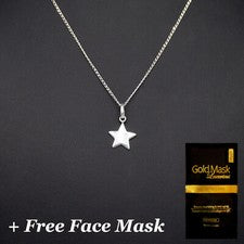 Genuino 925 Plata Esterlina Estrella Colgante Collar en Bordillo Cadena-Máscara Facial
