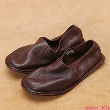 Mocasines sin cordones estilo japonés hechos a mano para hombre de cuero real zapatos planos informales talla