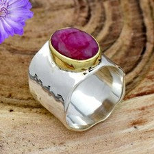 Anillo de plata esterlina 925 con piedras preciosas de rubí creado en laboratorio hecho a mano joyería anillo regalo