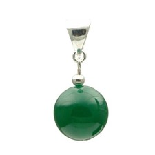 Colgante de ágata verde bola 14mm liso y plata 925 piedras preciosas collar