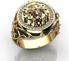 Anillo de plata esterlina 925 cabeza de león medusa circón hombres mujeres joyas