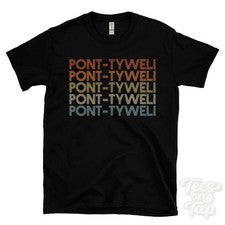 CAMISETA PONT-TYWELI ESTILO RETRO REPETIDO para hombre y mujer Reino Unido top name regalo