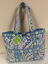 Bolso de Mano Grande Vera Bradley Capri Azul Tic Tac/Bolso/Cartera De Colección Retirado Nuevo con Etiquetas