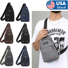 Mochila bandolera de lona para hombre Bolso de hombro Viaje Informal Bandolera Paquete de pecho EE. UU.