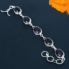 Pulsera de joyería de plata esterlina 925 hecha a mano de piedras preciosas...