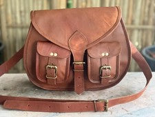 BOLSO DE SILLÍN DE CUERO DE PIEL REAL DE 13" HOBO DE DISEÑO VINTAGE RÚSTICO U...