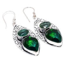 Cromo diopsido piedras preciosas hecho a mano 925 plata esterlina joyería...