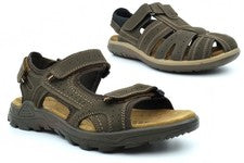 Sandalias de cuero para hombre Roamers sandalias de cierre táctil sandalias marrones