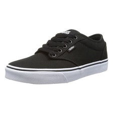 VANS Atwood Hombres Lona Patinador Entrenadores Zapatos Lisos Con Cordones Plimsoll Negro Blanco