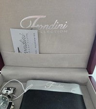 Juego de reloj pulsera Fondini de cuarzo, bolígrafo y billetera para hombre nuevo en caja