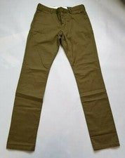 PANTALÓN CHINO ELÁSTICO AMETRALLADORA OLIVA CONEXIÓN FRANCESA TALLA 30 X 34 HECHO EN INDIA