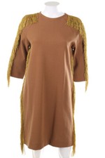 MILLE 968 dress Cotton Fringes XS brown NEW