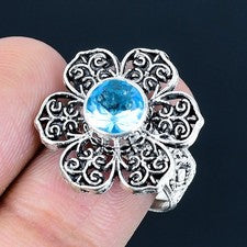 Anillo de joyería de plata esterlina 925 hecho a mano con piedras preciosas d...