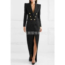 Sexy Vestido Blazer Para Mujer OL Formal Diseñador Doble Botonadura Noche Bodycon