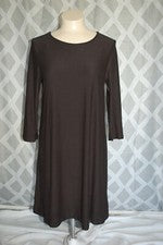 VESTIDO DE PUNTO NEGRO PARA MUJER MANGA 3/4 OJO DE CERRADURA ESPALDA largo hasta la rodilla TALLA S M L 1X 2X