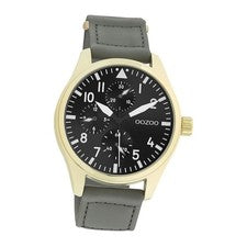 Oozoo Herren Armbanduhr Timepieces C11008 Analog Leder grau UOC11008