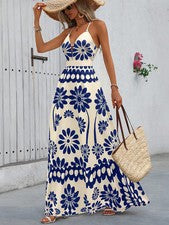 Vestido Breezaya Para Mujer Vacaciones de Verano Informal Cruzado Espalda Corte Una Línea
