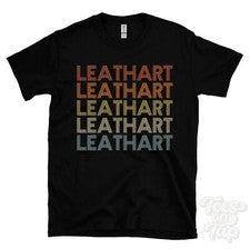 CAMISETA ESTILO RETRO REPETIDO LEATHART para hombre y mujer novedad genial nombre regalo
