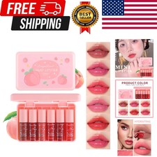 Eakroo Juego de Manchas Labiales Melocotón 6 Colores, Brillo Labial Coreano Mini Tinte Líquido Labial, Labios