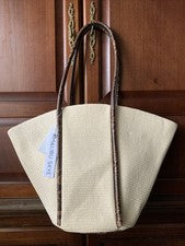 NUEVO PRECIO DE VENTA SUGERIDO POR EL FABRICANTE $98 Diseñador Malibu Skye Marrón Serpiente Paja Cesta Cubo Cartera Bols