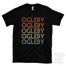 CAMISETA ESTILO RETRO REPETIDA OGLEBY para hombre y mujer novedad genial nombre regalo
