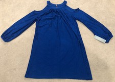 Vestido para mujer London Times azul hombro frío hasta la rodilla talla 10 nuevo con etiquetas