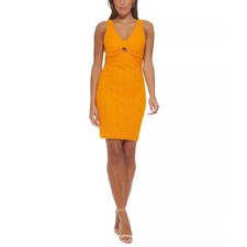 Vestido para mujer Guess de punto sin mangas con cuello en V naranja talla 14 nuevo con etiquetas
