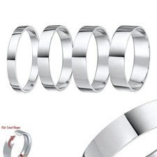 Alianza de boda de plata de ley pulida corte plana 3 mm 4 mm 5 mm 6 mm 7 mm