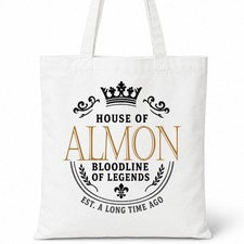 Bolso de Mano ALMON Family Surname House Of White Algodón