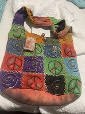 Nepal Bolso Hobo Artesanal Multicolor 13x15” Cierre de Cremallera Estilo Años 60 BOHO