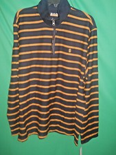 Camiseta Izod 1/4 Cremallera Moda Manga Larga Para Hombre Grande Acampanada Divertida Rayas Nueva con Etiquetas (B283
