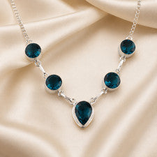 Collar de diseñador de plata maciza 925 con piedras preciosas de moroxita 16-18" regalo para aniversario