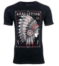 Camiseta para hombre AFFLICTION SENECA NEGRA LAVA motociclista MMA